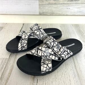 Merrell Women’s 7 Around Town White Black Leather Strap Sandals New